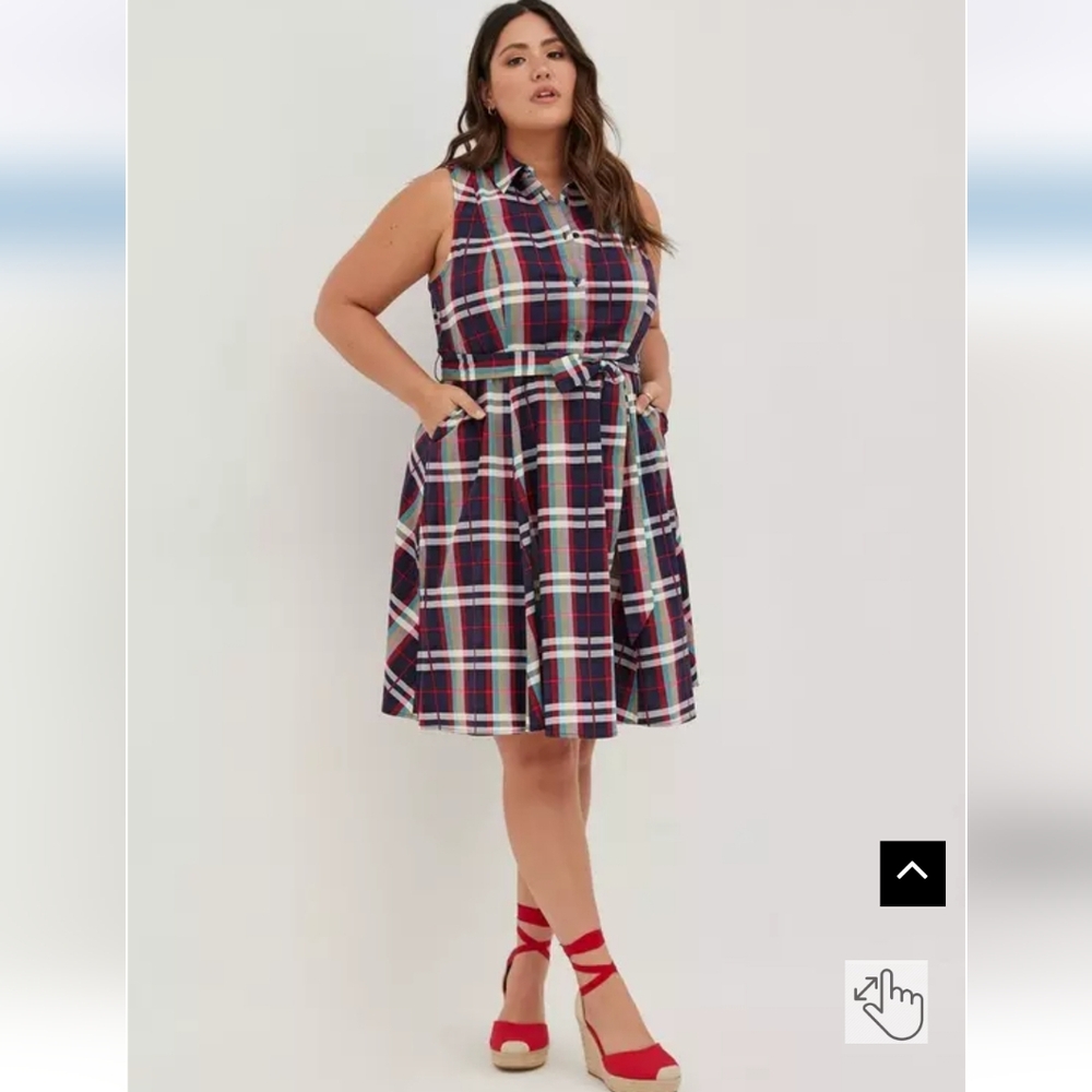 Torrid Plaid Midi Dress - Red, Blue, White